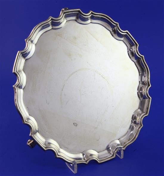 An early 1930s silver salver, 20.5 oz.